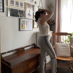 Wool blend herringbone slim fit trousers.